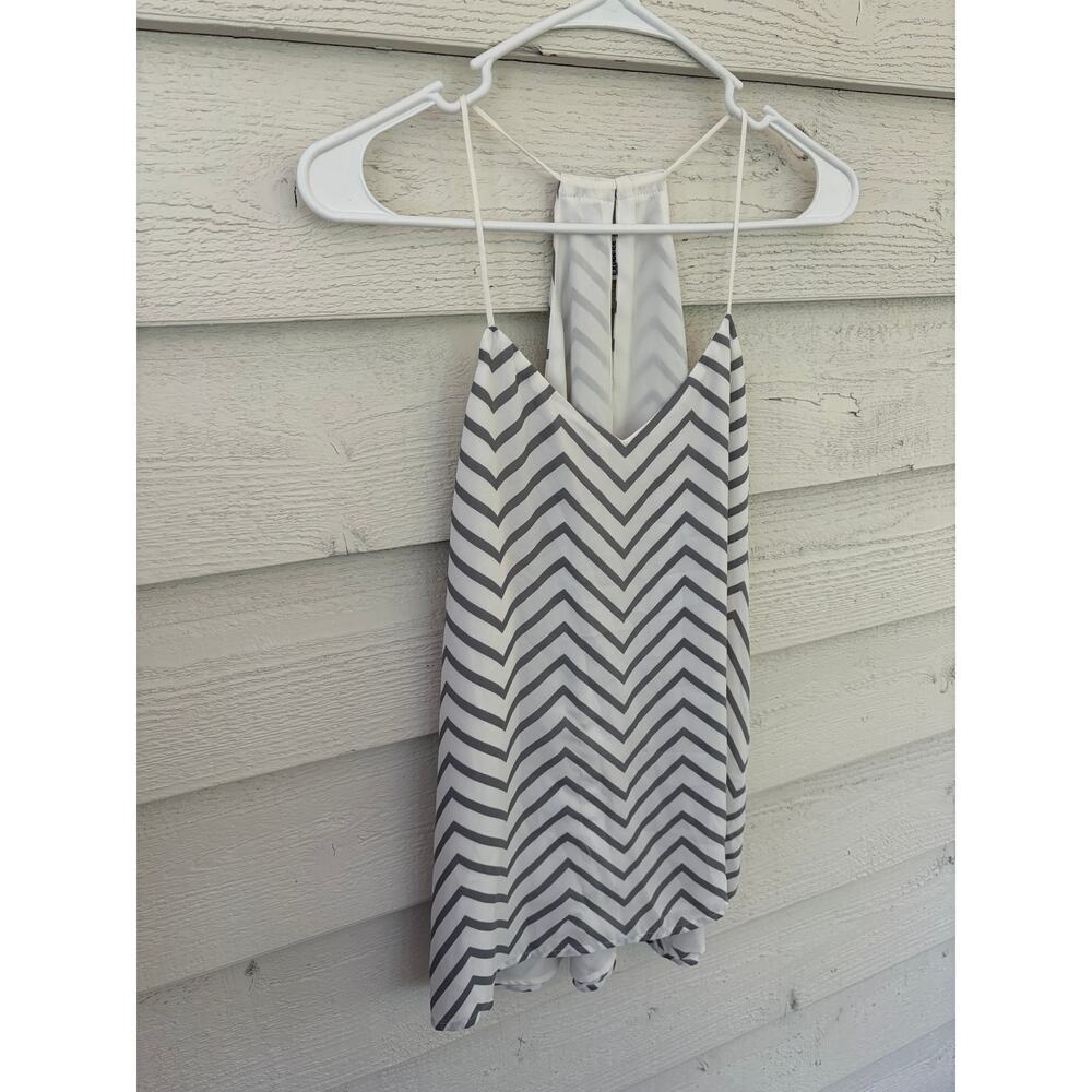 Express Striped Halter Tank Top Chevron Print Flowy Blouse Size Small - Picture 2 of 6